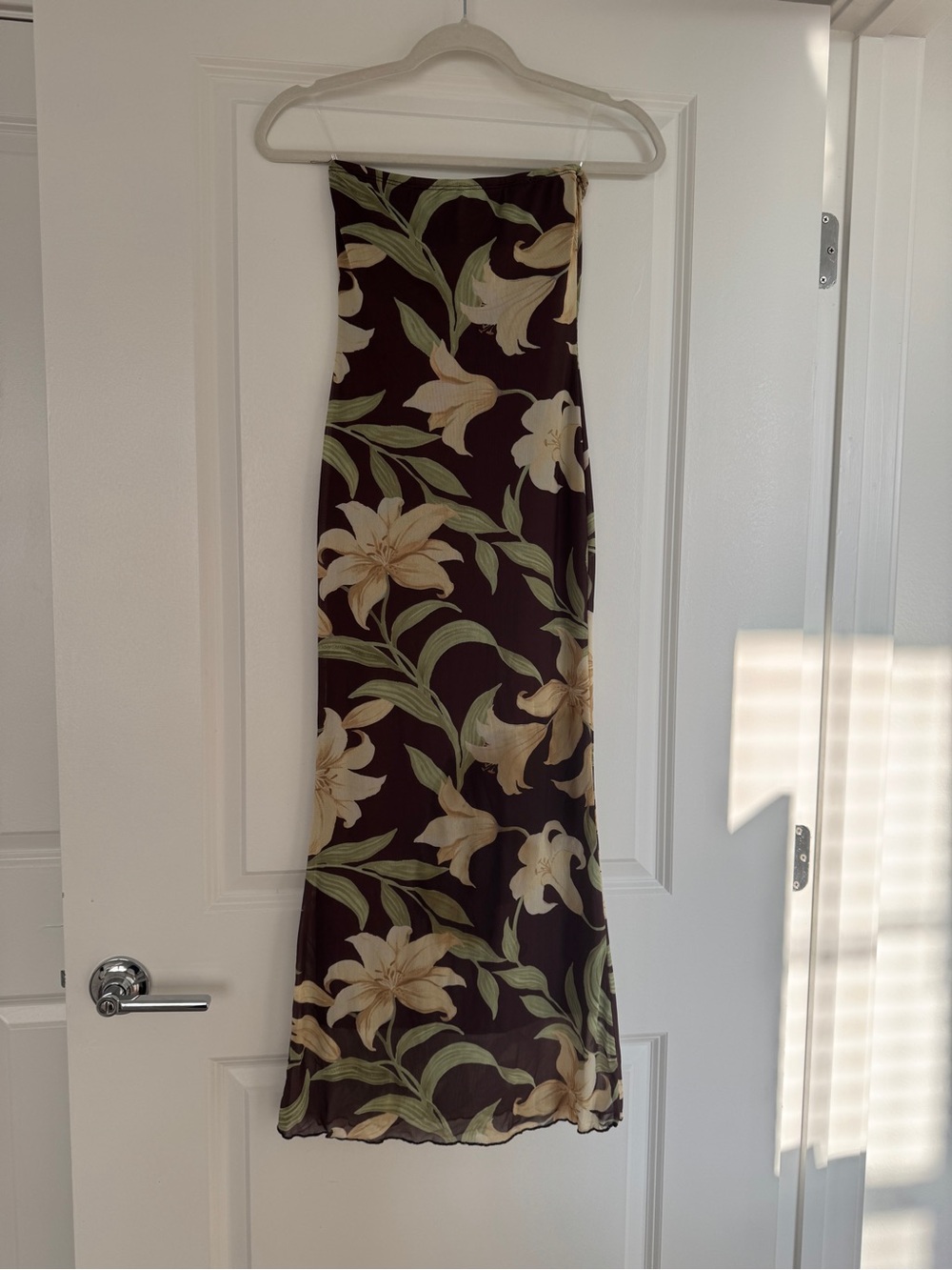 See You Monday Floral Maxi Strapless Dress with Lillies